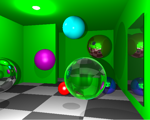 A sample scene rendered by my ray tracer